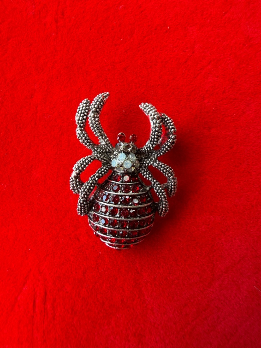 American Vintage Gunmetal and Red Beetle Brooch